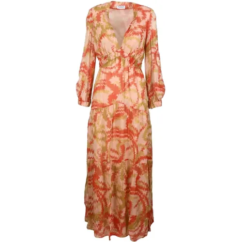 Maxi Dresses, female, , Size: S Long Puff Sleeve Maxi Dress - Dondup - Modalova