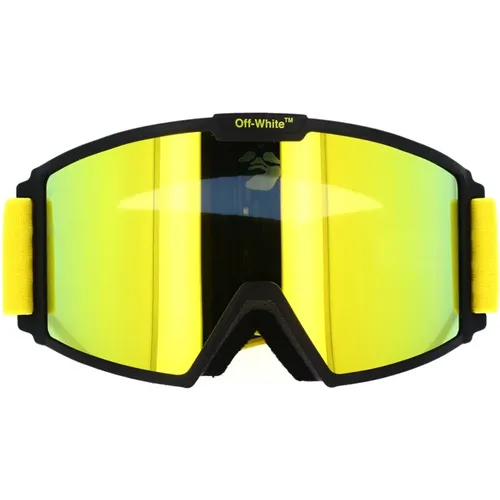 Gelbe Oversize Skibrille mit Spiegelglas - Off White - Modalova