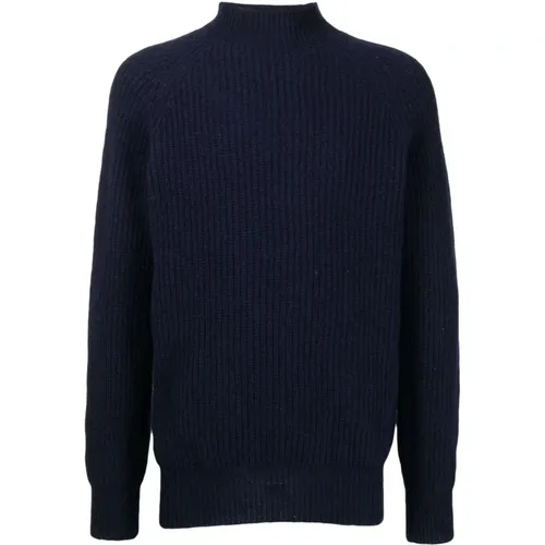 Turtlenecks, male, , Size: XL Navy Ribbed Turtleneck - YMC You Must Create - Modalova