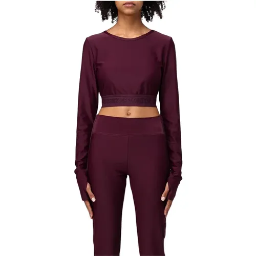 Long Sleeve Tops, female, , Size: 2XS Violet Crop Top - Versace Jeans Couture - Modalova