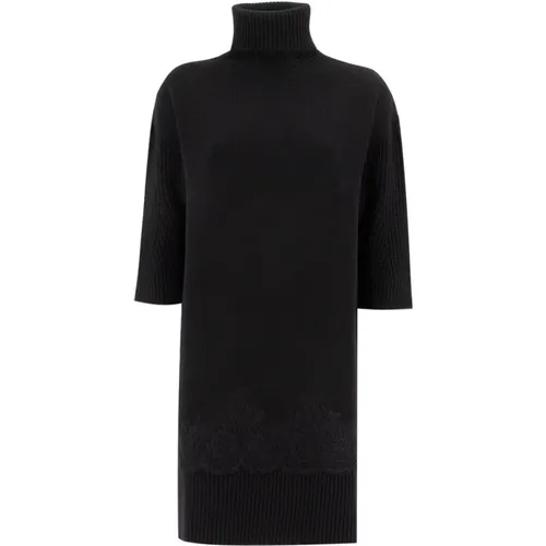 Wool Lace Insert High Neck Dress , female, Sizes: 2XS - Ermanno Scervino - Modalova