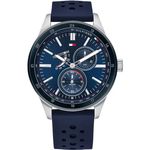 Blue Silicone Strap Quartz Watch , male, Sizes: ONE SIZE - Tommy Hilfiger - Modalova