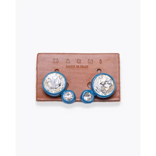 Blaue Clip-on Ohrringe mit Kristall - Twinkle Kollektion , Damen, Größe: ONE Size - Marni - Modalova