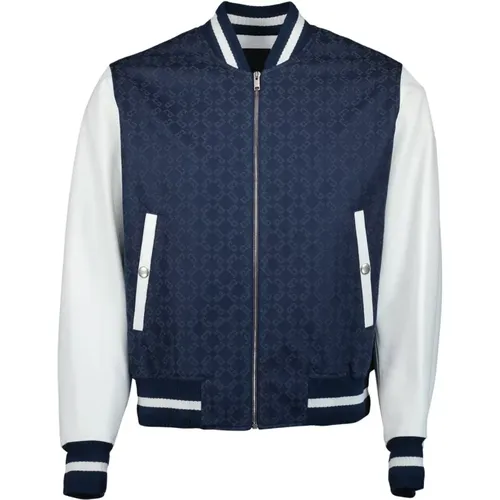 Blaue und weiße Varsity-Denim-Bomberjacke - Givenchy - Modalova