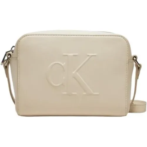 Cross Body Bags, female, , Size: ONE SIZE Cream Faux Leather Handbag Women's Collection - Calvin Klein Jeans - Modalova