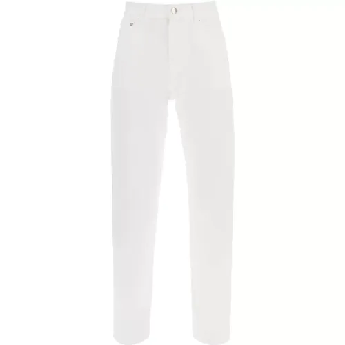 Organische Baumwoll-Cropped-Straight-Cut-Jeans , Damen, Größe: W26 - Loulou Studio - Modalova