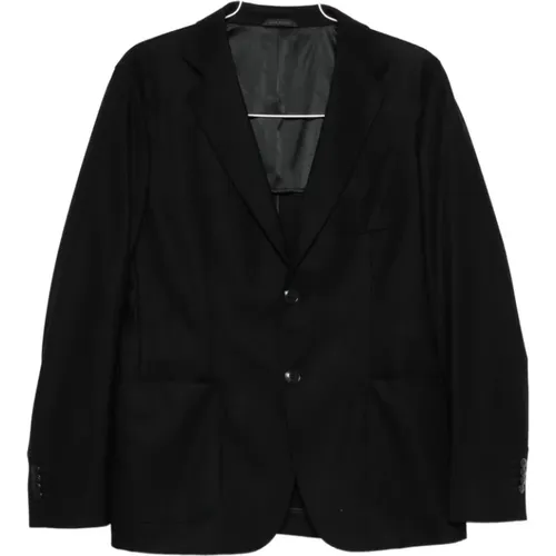 Blazers, male, , Size: XL Two-Button Jacket with Patch Pockets - Giorgio Armani - Modalova