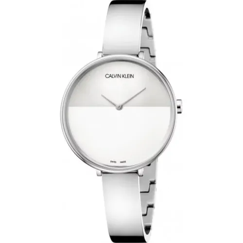 Watches, female, , Size: ONE SIZE Rise Quartz Watch - Silver and White Dial, Stainless Steel Case and Bracelet - Calvin Klein - Modalova