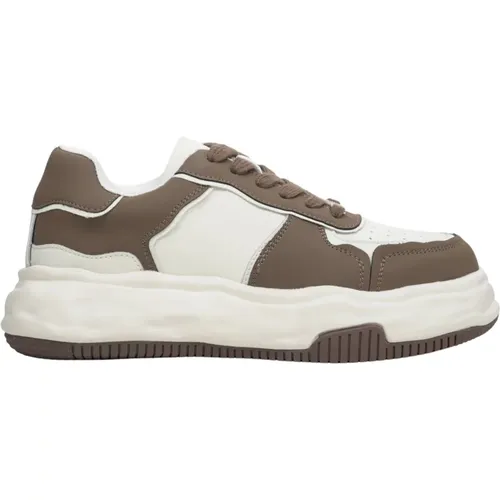 Damen Braun & Weiß Low-Top Sneakers aus echtem Leder Er00113591 , Damen, Größe: 39 EU - Estro - Modalova