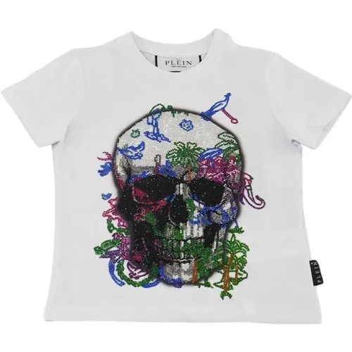 Skull besticktes T-Shirt Rundhals - Philipp Plein - Modalova
