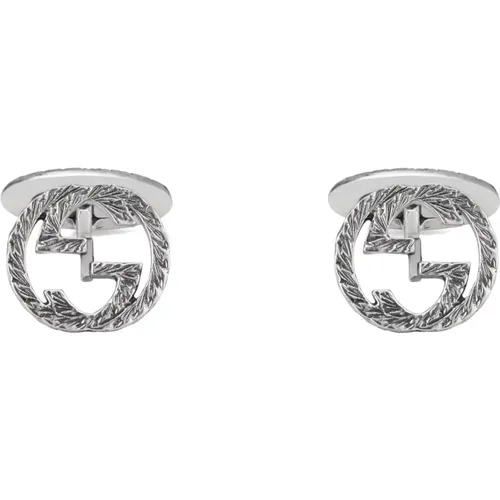 Cufflinks & Tie Clips, female, , Size: ONE SIZE Ybe455305001 Cufflinks with interlocking G motif - Gucci - Modalova