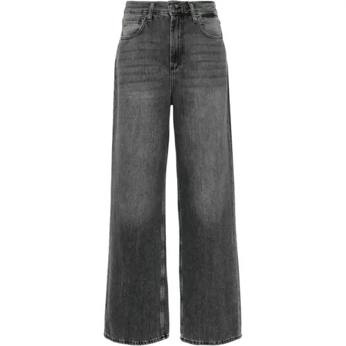 Graue Denim Whiskering Straight Leg Jeans , Damen, Größe: W27 - Liu Jo - Modalova