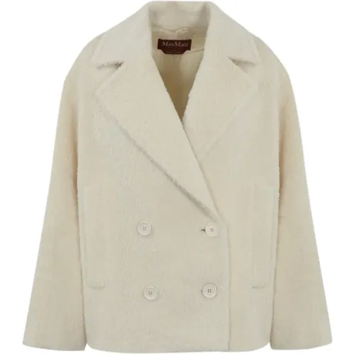 Blazers, female, , Size: M Double-Breasted Alpaca and Wool Coat - Max Mara Studio - Modalova