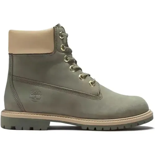 Grüne Leder Schnürstiefel , Damen, Größe: 36 EU - Timberland - Modalova