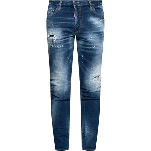 Skater Jeans mit stone-washed Denim und Farbspritzern - Dsquared2 - Modalova