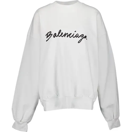 Logo Crewneck Sweatshirt , female, Sizes: L, M - Balenciaga - Modalova