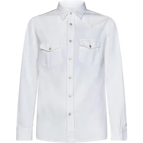 Weißes Western-Stil Hemd , Herren, Größe: M - Tom Ford - Modalova