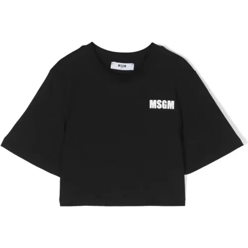 Nero Cropped T-Shirt Msgm - Msgm - Modalova