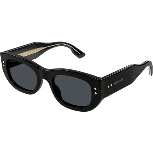Schwarz/Graue Sonnenbrille , Damen, Größe: 51 MM - Gucci - Modalova
