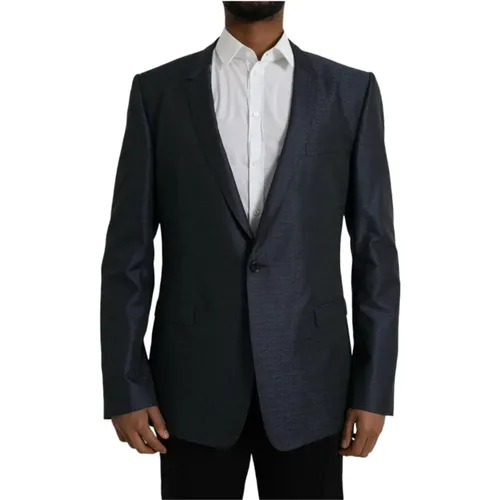 Blazers, male, , Size: 3XL Wool Blazer Single Breasted - Dolce & Gabbana - Modalova