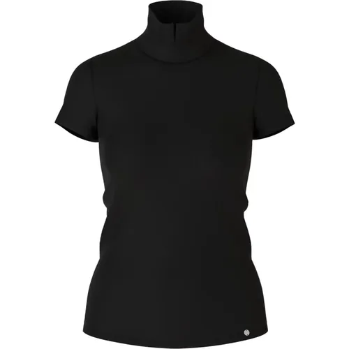 Elegantes Mockneck T-Shirt Schwarz , Damen, Größe: XL - Marc Cain - Modalova