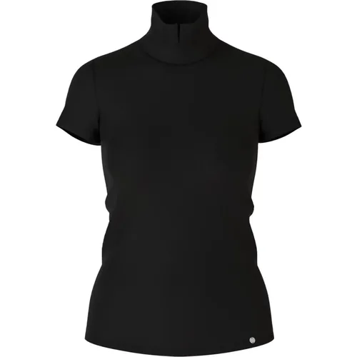 Elegantes Mockneck T-Shirt Schwarz , Damen, Größe: M - Marc Cain - Modalova