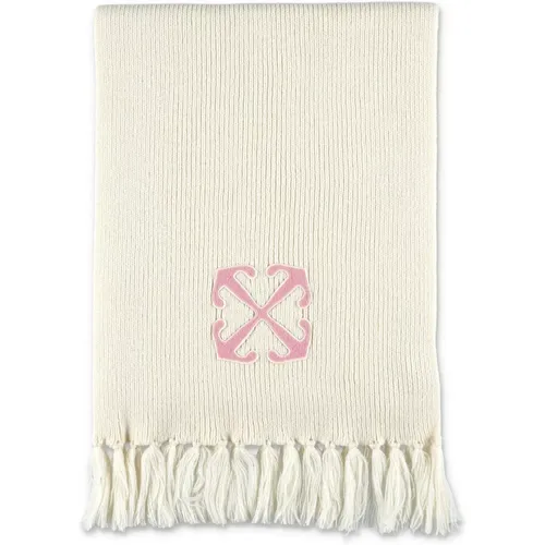 Arrow Scarf Ivory Fringe Detailing , female, Sizes: ONE SIZE - Off White - Modalova