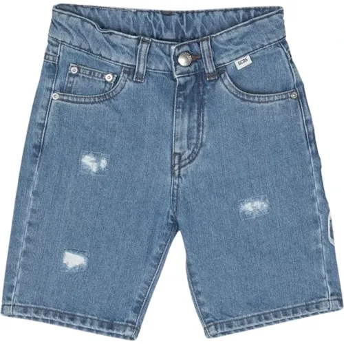 Verwaschene Bermuda-Jeans mit Besticktem Logo - Gcds - Modalova