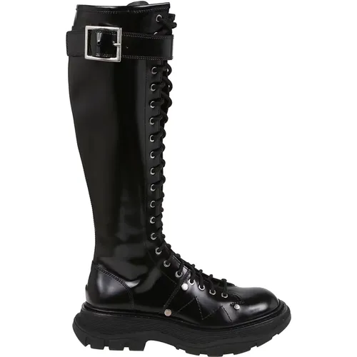 Shiny Calfskin Ankle Boots , female, Sizes: 6 1/2 UK, 6 UK, 7 1/2 UK - alexander mcqueen - Modalova