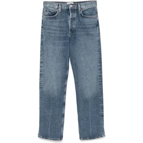 Indigo Blaue Denim Jeans Gerades Bein , Damen, Größe: W24 - Agolde - Modalova