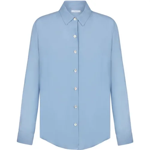 Blaues Crêpe-Shirt mit fließender und leichter Textur , Damen, Größe: L - Boglioli - Modalova