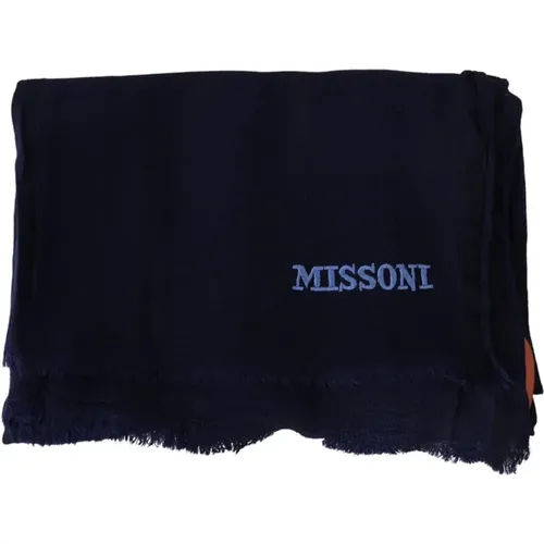 Winter Scarves, male, , Size: ONE SIZE Wool Scarf with Logo Embroidery - Missoni - Modalova