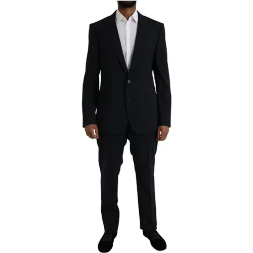 Single Breasted Suits, male, , Size: 2XL Blue Wool Formal 2 Piece Suit - Dolce & Gabbana - Modalova