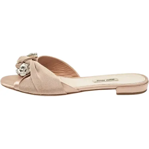 Pre-owned Satin flats , female, Sizes: 5 1/2 UK - Miu Miu Pre-owned - Modalova