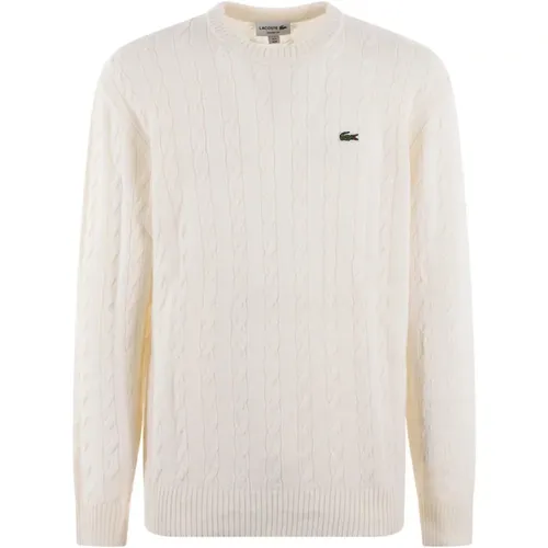 White Wool Sweater , male, Sizes: L, XL, M - Lacoste - Modalova