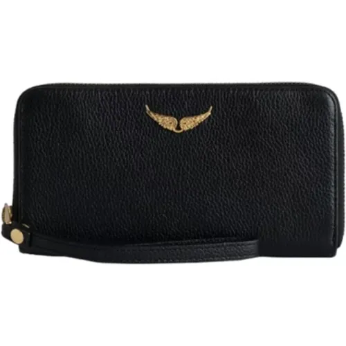 Wallets & Cardholders, female, , Size: ONE SIZE Leather Wallet with Multiple Compartments - Zadig & Voltaire - Modalova