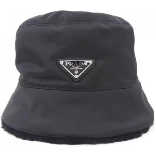 Pre-owned Accessories, male, , Size: ONE SIZE Pre-owned Re-Nylon Sheepskin Hat - Prada Vintage - Modalova