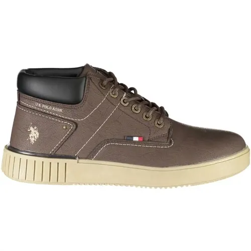 Printed Lace-Up Boot with Contrast Details , male, Sizes: 11 UK, 8 UK - U.s. Polo Assn. - Modalova