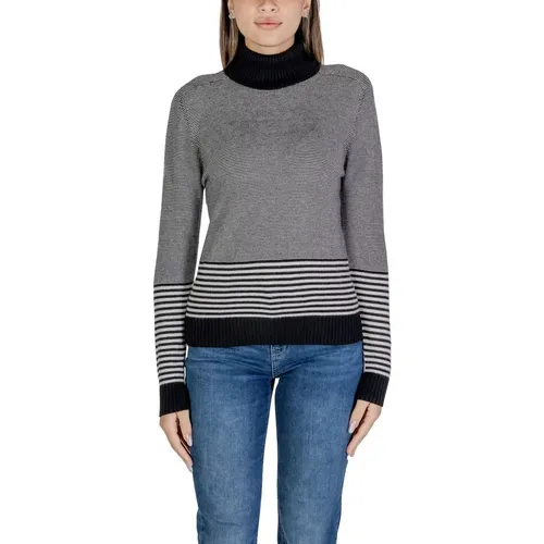 Schwarz-weißer Strickpullover , Damen, Größe: L - Sandro Ferrone - Modalova