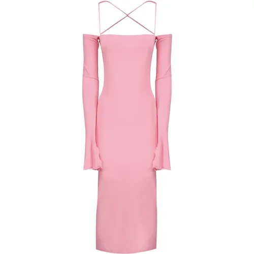 Rosa Off-Shoulder Midi Kleid , Damen, Größe: S - Andamane - Modalova