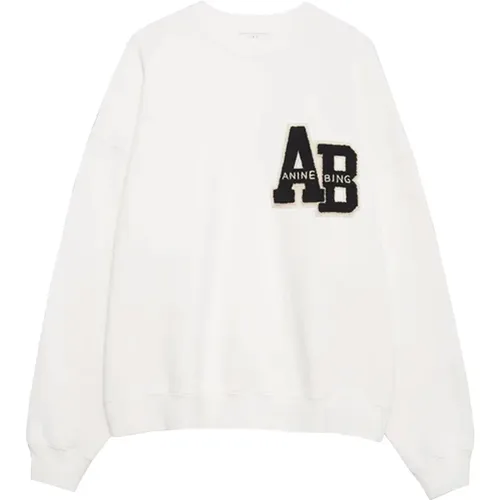Gemütlicher Sweatshirt mit Monogrammdetail , Damen, Größe: M - Anine Bing - Modalova