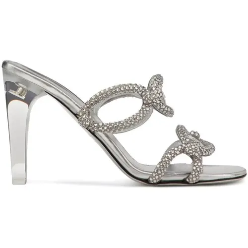 Glittery Chain Heeled Mules , female, Sizes: 7 UK, 6 UK, 4 UK, 5 1/2 UK, 8 UK, 5 UK, 3 UK - Valentino Garavani - Modalova