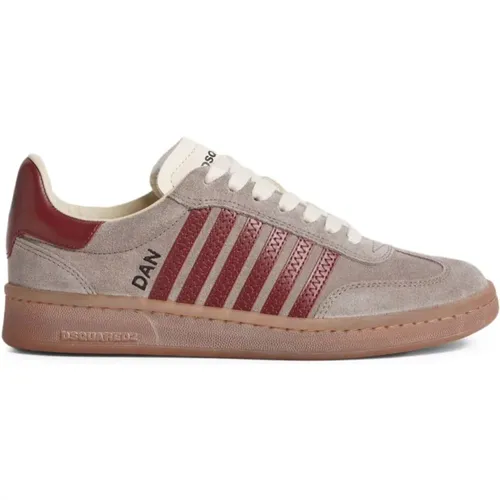 Sneakers, male, , Size: 8 US Gray and Bordeaux Sneakers for Men - Dsquared2 - Modalova