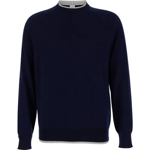 Merino Doppelter Hals Pullover , Herren, Größe: L - Eleventy - Modalova