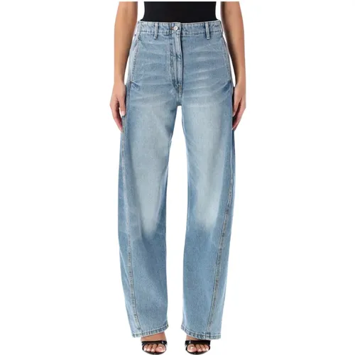 Loose-fit Jeans, female, , Size: S Wide-leg Faded Denim Trousers - Magda Butrym - Modalova