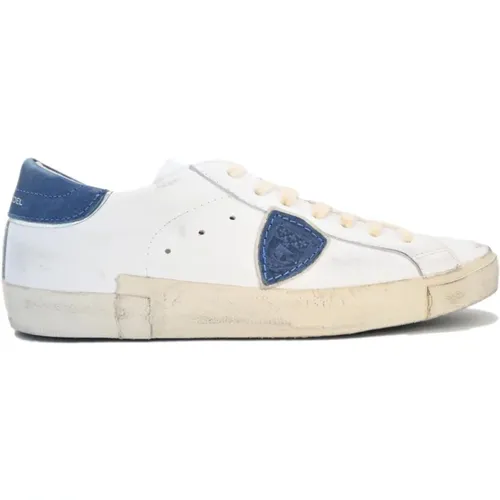 Sneakers, male, , Size: 8 US Low Top Sneakers in and Blue - Philippe Model - Modalova