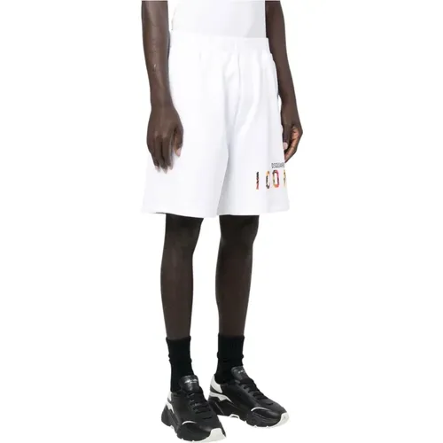 Weiße Jogging-Shorts mit Icon Sunset Print , Herren, Größe: L - Dsquared2 - Modalova