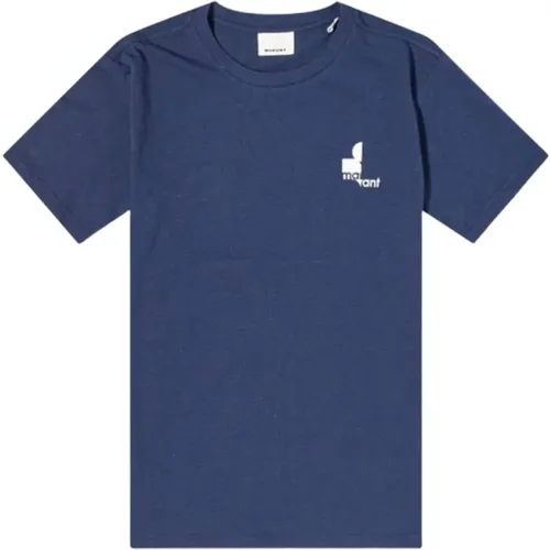 Logo Baumwoll T-Shirt in Blau , Herren, Größe: M - Isabel marant - Modalova