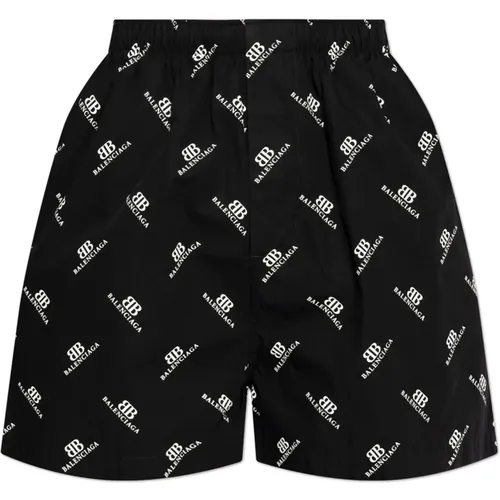 Shorts with Printed Monogram , male, Sizes: S - Balenciaga - Modalova