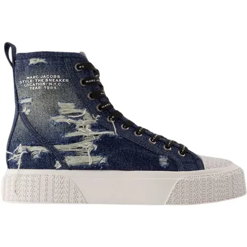 Blaue High Top Baumwoll Sneakers , Damen, Größe: 36 EU - Marc Jacobs - Modalova